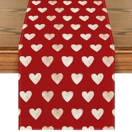Artoid Mode Camino de mesa para el día de San Valentín, diseño de corazón rojo, decoración de mesa de comedor para interiores y fiestas en el hogar, 13 x 72 pulgadas
