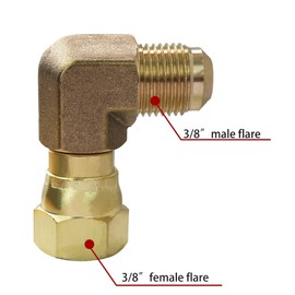 Propane Gas Water Oil 90 Degree Elbow Connector Coupling Fittings Fit for Camco Olympian RV Wave 3, 6 and 8 Catalytic Heaters Replacement Part 57633 (3/8" female swivel flare x 3/8" male flare)