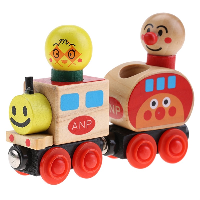 Mini Wooden Magnetic Train Set Cartoon Vehicle Blocks Children Educational