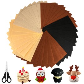 XIEJ Pack of 45 Brown Craft Felt, 1 mm Thick Felt Fabric, 30 x 20 cm Felt for Crafts, Polyester Felt Panels, Felt for Handmade, DIY Sewing Project (Brown Series)