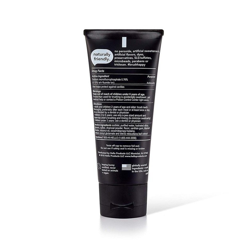 Hello Oral Care Activated Charcoal Fluoride Whitening Toothpaste, Vegan &