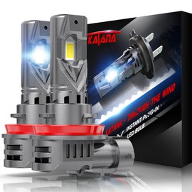 Katana Upgraded H11 Light Bulbs, 18000LM 6500K Xenon White Super Bright Mini Size with Cooling Fan, HB3 Canbus Ready Fog Light, Pack of 2