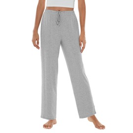 WiWi Pajama Pants for Women Viscose from Bamboo Soft Wide Leg Sweatpants Drawstring Bottoms Sleep Pj Pant S-XXL, Light Heather Grey, X-Large