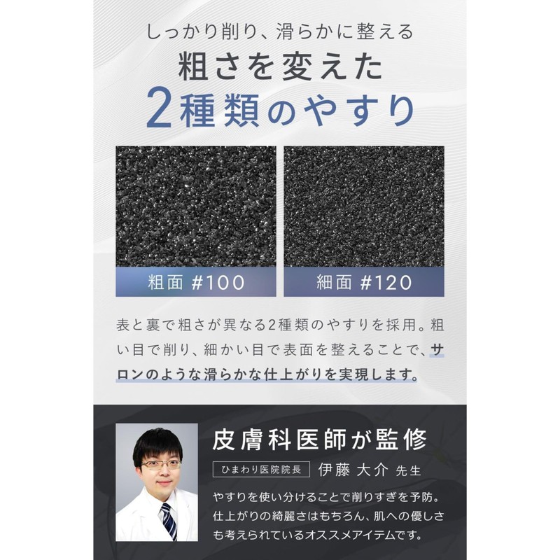 Premium Black Heel Exfoliating [Together with Dermatologists] Black, Coarse/Thin Double-Sided,