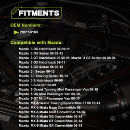 AZQOP Fuel Injector 12 Holes Compatible for Mazda 3 2004-2013, 5 2008-2010, 6 2006-2008, MX-5 Miata 2006-2015, 3 Sport 2009 2010 2011 2012 2013, L4 2.0L 2.3L, Replace# 0280158103, L3G513250, 842-12370