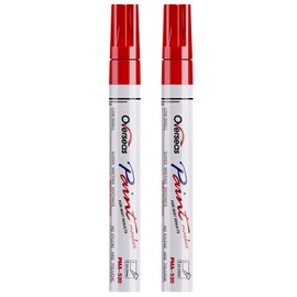 Permanent Paint Pens Red Markers - 2 Pack Single color Oil Based Paint Markers, Medium Tip, Quick Drying and Waterproof Marker Pen for Metal, Rock Painting, Wood, Plastic, Canvas, Mugs