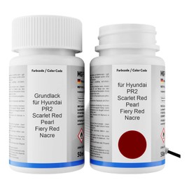 MG PRIME Autolack Lackstift Set für Hyundai PR2 Scarlet Red Pearl/Fiery Red Nacre Grundlack Basislack Klarlack je 50ml