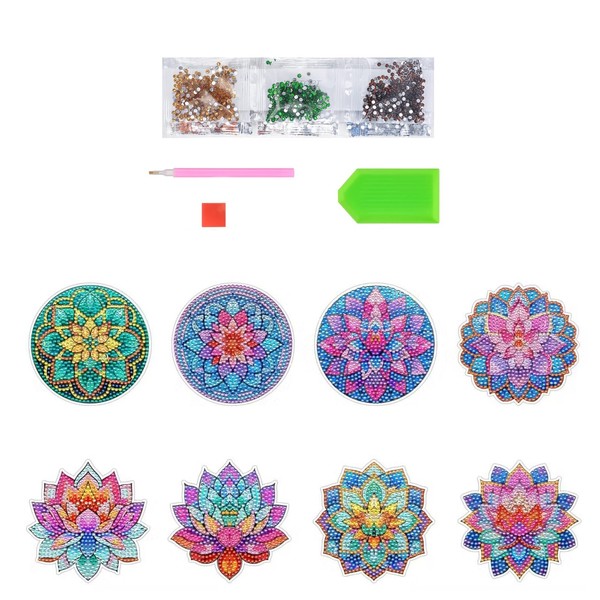 Semazz Diamond Crafts Painting Coasters,8 PCS Make Your Own Coasters