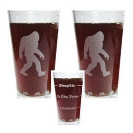 Bigfoot Sasquatch"Drink 'Till You Believe" Set of Two 16oz. Pint Glasses/Beer Glasses