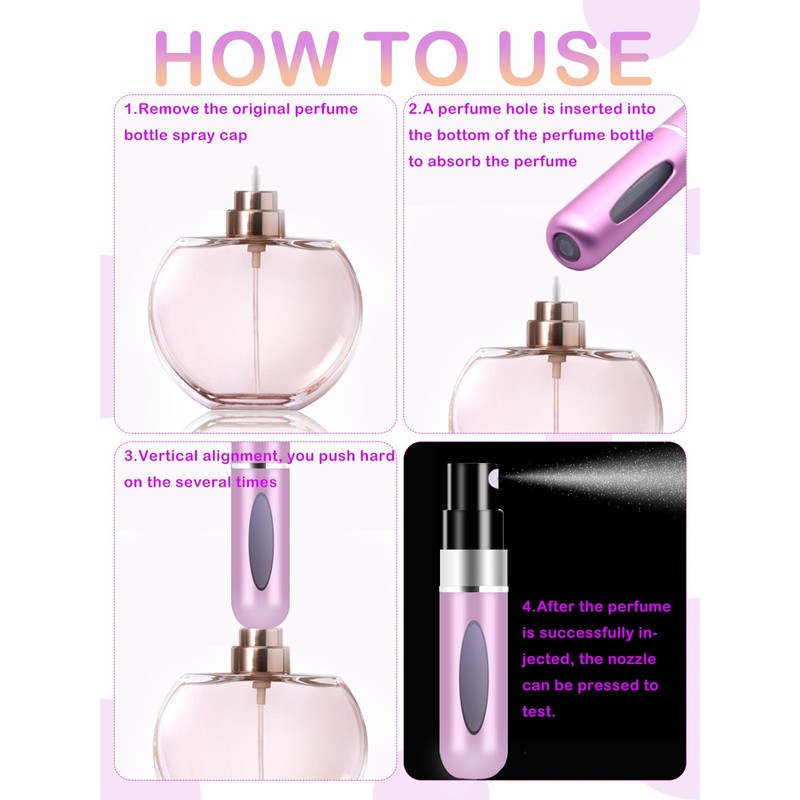 CUTEABC Travel Perfume Bottle Refillable,5ml Portable Travel Perfume Atomizer Refillable,Mini