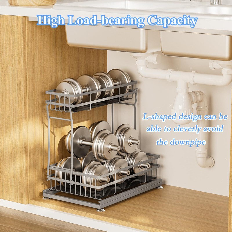 Zufudo 1 Pack Under Sink Organizers and Storage, 2 Tier