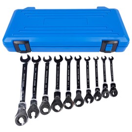 Vahaha 10PCS Ratcheting Wrench Combination Wrench Set with 72 Teeth, Chrome Vanadium Steel Tubing Ratchet Spanner, Standard Tubing Ratchet Wrench 5/16 11/32 3/8 7/16 1/2 9/16 19/32 5/8 11/16 3/4