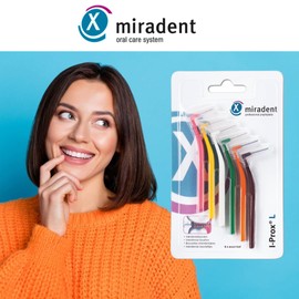 miradent I-Prox® L Interdental Brush Assorted XX Fine - Large Pack of 6 for Easy Thorough Cleaning of Interdental Spaces | in Pocket Format | with Hygienic Protective Cap | Ideal for on the Go