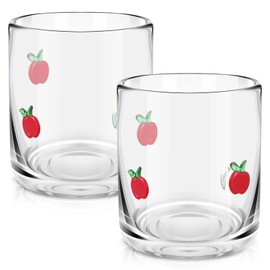 SiliFine Icon Juice Glasses, 14oz Stemless Wine Drinking Juice Glass Cup for Valentine Party Supplies Gift(2 Pcs,Christmas Tree)