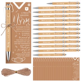 24 PCS Nurse Gift for Women Nursing Graduation Gift Set Include Bamboo Ballpoint Pen Inspirational Bookmarks with Twine for Nurse Party Decorations Medical Assistants Staff Students Coworker