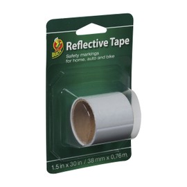 Duck Brand 896385 Self-Adhesive Reflective Tape, 1.5-Inch x 30-Inch Single Roll, White