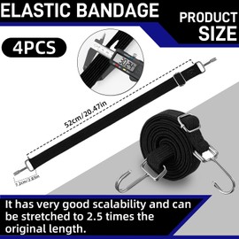 Tensioning Rubber with Hook, Luggage Tensioner, 1 m Expander Tensioning Strap for Bicycle, Motorcycle, Transporter, 4 Pieces