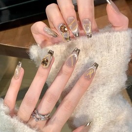 6 Strips Nail Chain Charms, 3D Metallic Chain Nail Charms, Gold Silver Dark Gray Nail Chains, Metal Nail Art Chains, Line Nail Charms, Nail Jewelry Chains, Nail Decorations with Box for Nails Making D