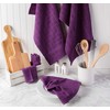 DII Basic Terry Collection Windowpane Dishtowel Set, 16x26, Eggplant Solid,