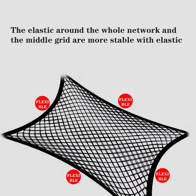 WUERKIYA Car Boot Luggage Net, 70 x 70 cm, Nylon,