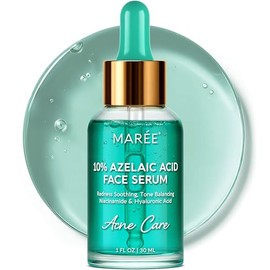 MAREE 10% Azelaic Acid Face Serum - Redness Soothing Hydrating Serum with Niacinamide, Centella Asiatica & Hyaluronic Acid - Relief Serums for Face & Body - Azalecic Acid Skin Facial - Acido Azelaico