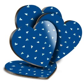 Destination Vinyl ltd Great Coasters (Set of 4) Heart - Paper Planes Pattern Aviation Drink Glossy Coasters/Tabletop Protection for Any Table Type #21992