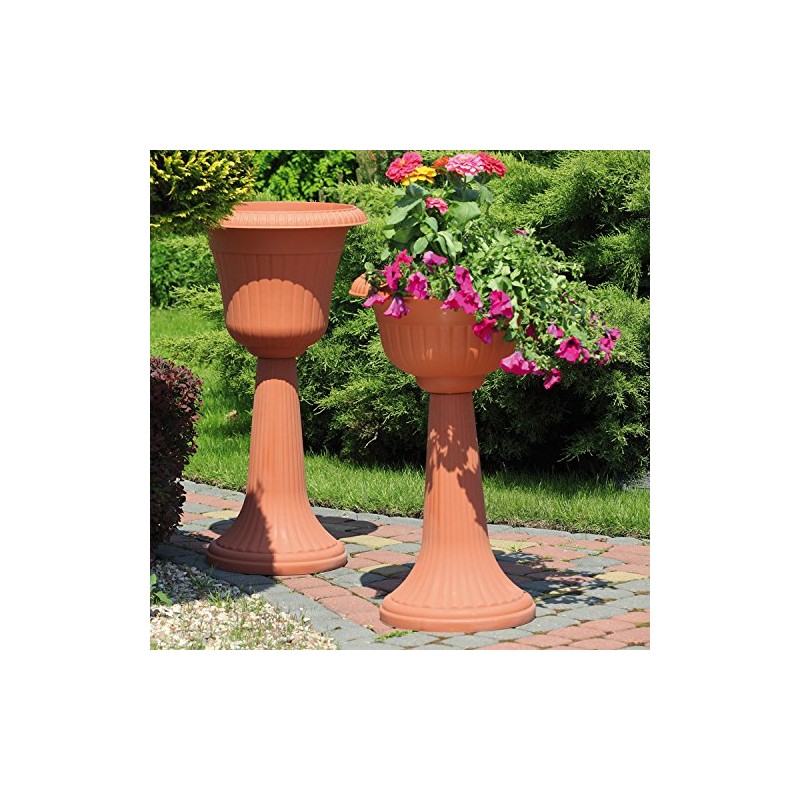 Classic plastic terracotta colour Milano flowerpot vase 30 cm of