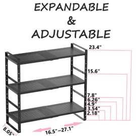 Asiingkel Multi-Functional Metal Shoe Rack, Space-Saving, Perfect for Entryway, Closet, Bathroom, etc. - Sturdy and Durable, High Weight Capacity(3PACKS/Black/Medium)