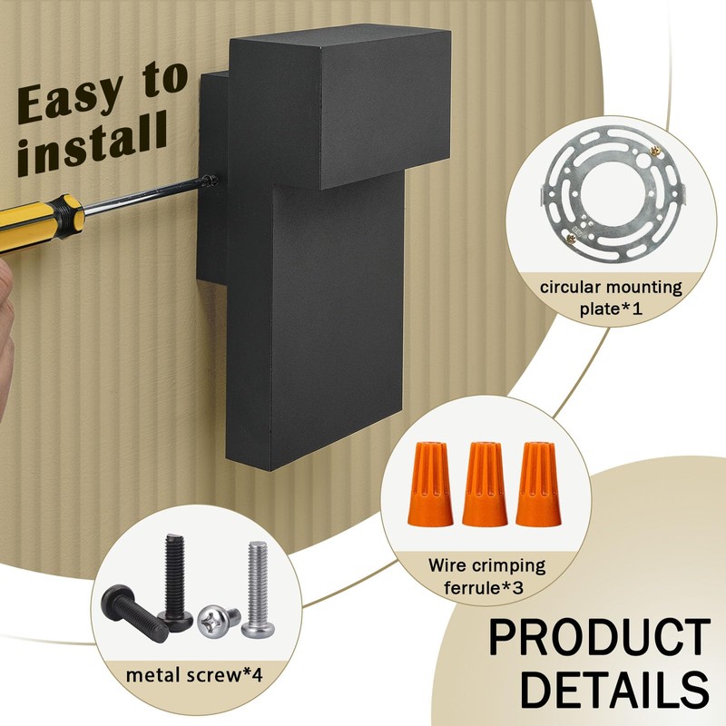 Nigaut Black 15W LED Outdoor Wall Lights, 2 Pack 3000K