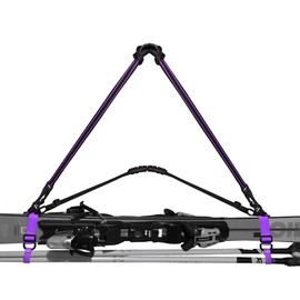 Ski Handhold Ski carrying strap, universal handle for ski carrying and ski poles in your hand or on the arm - yellow, blue, green, red, orange, pink, purple (purple)