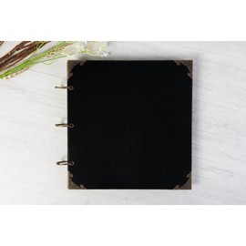 potricher 10 x 10 Inch DIY Scrapbook Photo Album Leather Cover 80 Pages Blank Craft Paper Scrap book for Wedding Anniversary and Baby (Black)
