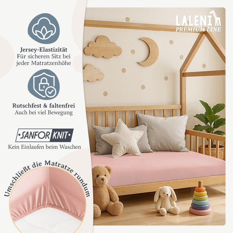 Laleni Premium fitted sheets for baby cot, breathable, 100% cotton