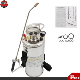 berliii 2 Gallon Stainless Steel Sprayer w/3' Hose Ground Clean and Garden Sanitizin