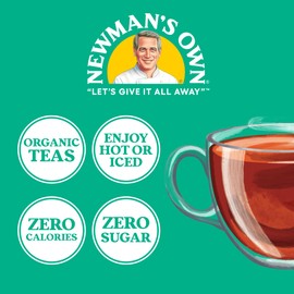 Newman's Own Organic Black Tea Boosts Immunity and Promotes Overall Wellbeing Strong Robust Unsweetened Black Tea with 22 Individually Wrapped Family Sized Tea Bags Per Box (Pack of 6) USDA Certified Contains Caffeine Brew Hot/Cold