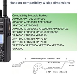 APX 6000 XPR 7550e Earpiece w/Mic Compatible for Motorola Radios APX8000 APX7000 APX4000 XPR7350e XPR7580e XPR7380e XPR7550 XPR7350 APX6000 XPR7550e - G Shape Headset, Fits Left or Right Ear