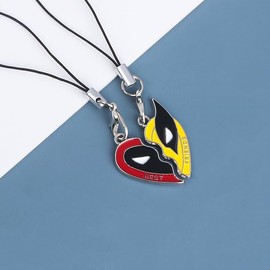 Westernmoonbird 8PCS Deadpl and Wolvers Necklace-Bracelets-Keychains Set, Series Best Friend Necklace for 2, Friendship Matching Bracelets Keychains Accessories for Men Women Couples.