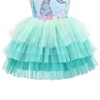 Girls Dress Aqua Green Sea Mermaid Gradient Tutu Tulle Party