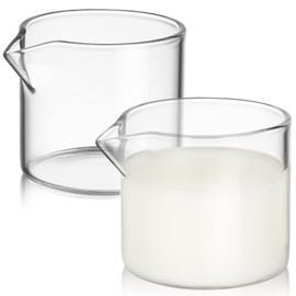 Ciieeo 2pcs Small Glass Milk Jugs Transparent Handleless Coffee Cups 120ml Milk Glass Containers for Cream Sugar Vinegar Sauce Home Use