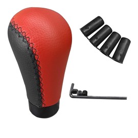 ZIMISI 5 Speed Shifter Knob, Leather Car Gear Stick Handle Head, Automotive Driving Transmission Shift Lever, Auto Interior Replacement Accessory Fit Most Manual Vehicles (Red)