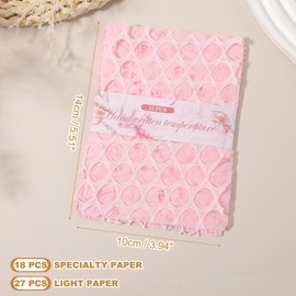 uxcell 45 Sheets Textured Scrapbook Paper, Mixed Special Paper Mesh Fabric Assorted Set for Scrapbooking Junk Journal Card DIY Materials Collage Card Embellishments Supplies, Pink