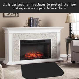 YANGUN Hearth Rugs for Fireplaces, Fireproof Fireplace Mat, 102 x 50CM Flame-Resistant Pad Fiberglass, Fire Retardant Hearth Pad for Fireplaces Hearth,Fire Pit,Heaters,Stove Indoor Outdoor (Black)