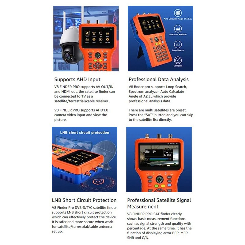 Satellite Finder V8 FINDER PRO2 FTA DVB S2 S2X Signal