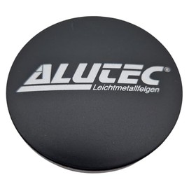 1 x Alutec Hub Cap 60 mm Black Matt (N23) Logo Silver – Original Wheel Centre Cap/Hub Cap