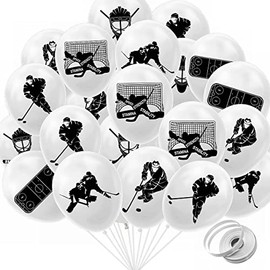 Hockey Party Latex Balloons Ice Hockey Birthday Party Balloons Hockey Player Balloons Puck Theme Party for Kids Girl Boy Man Women Hockey Fans Birthday Gameday Sport Party Decorations Supplies