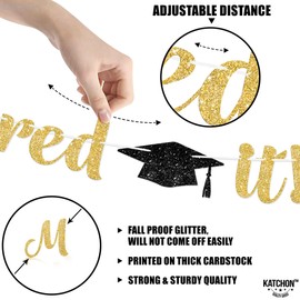 KatchOn, Gold Glitter Mastered It Banner Set - 10 Feet, No DIY | Black Congrats Grad Balloons, Gold Graduation Balloons 2025, Masters Degree Graduation Decorations 2025 | Class of 2025 Decorations