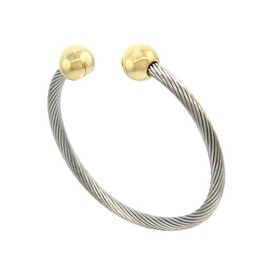 Generic The New Stainless Steel Cable Golf Cuff Bracelet With Gold-Tone Ball Ends Handcrafted, universal fit, vibrant enamel, secure artisan design SU033O00387