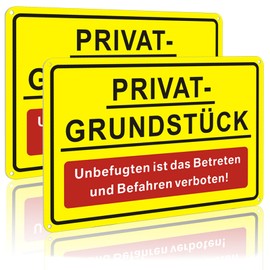 Pack of 2 Private Parking Sign Aluminium Metal 20 x 30 cm (Large) - Parking Prohibited - Private - Clear Sign Set Parking Sign - Parking Signs Private Property - Easy to Assemble (Blue)