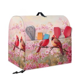 Generic Pink Cardinal Bird with Flower Stand Mixer Cover, Dust Covers Protector, 4.5-8 Quart, Fit Tilt Head & Bowl Lift Models, Waterproof, Polyester, Drawstring Closure