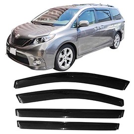Window Visor Compatible With 2011-2020 Toyota Sienna, Slim Style Acrylic Smoke Tinted Sun Rain Wind Guards Shield Vent Shade by IKON MOTORSPORTS, 2012 2013 2014 2015 2016 2017 2018 2019