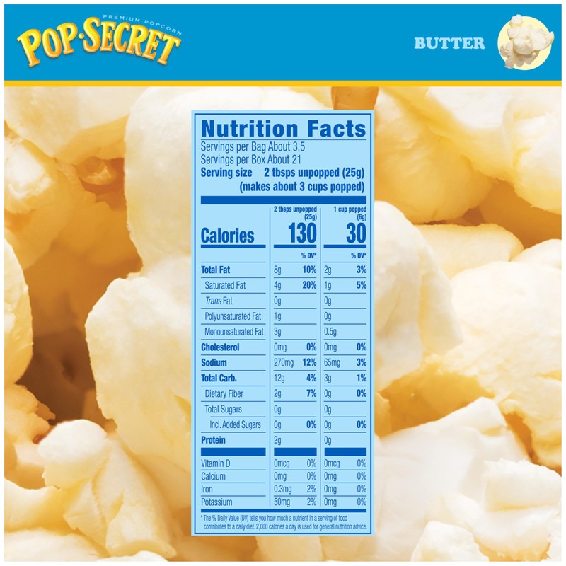 Pop Secret Butter Natural Flavor Popcorn, 3.2 Oz, 6 Ct